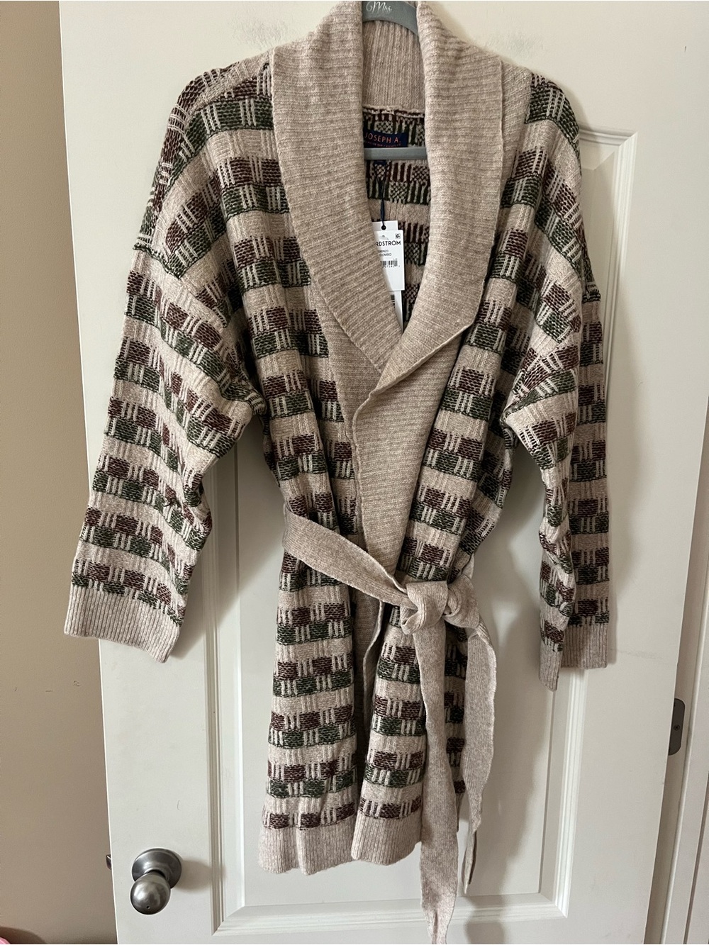 Joseph A. Designer Beige Shawl Collar Belted Sweater Cardigan Women’s Size 2X